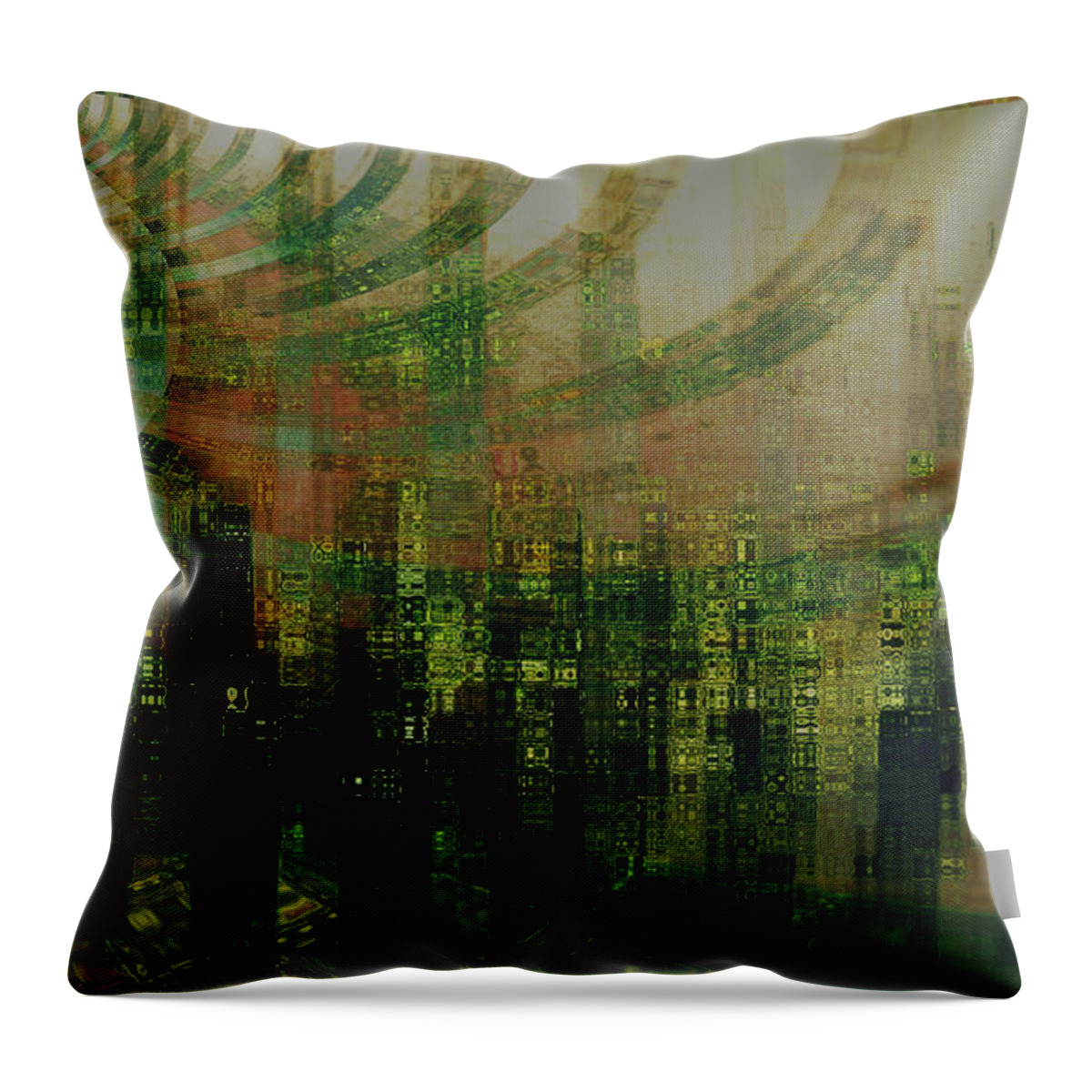 Pattern Throw Pillow featuring the digital art Tin City by Kathy Sheeran