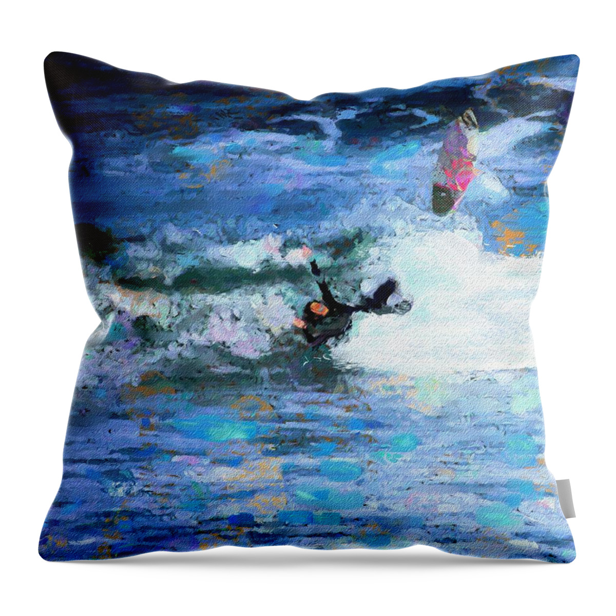 Fine Art Throw Pillow featuring the digital art Tossed by The Surf by David Lane