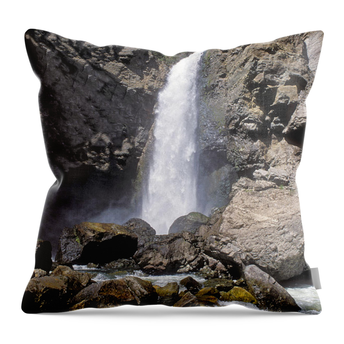 Sandra Bronstein Throw Pillow featuring the photograph Tower Fall of Yellowstone by Sandra Bronstein