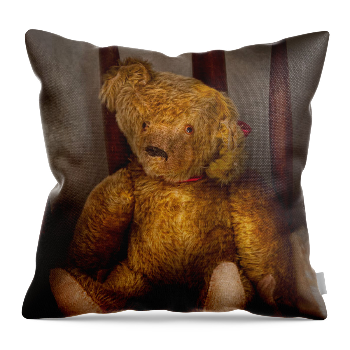 Children Throw Pillow featuring the photograph Toy - Teddy Bear - My Teddy Bear by Mike Savad