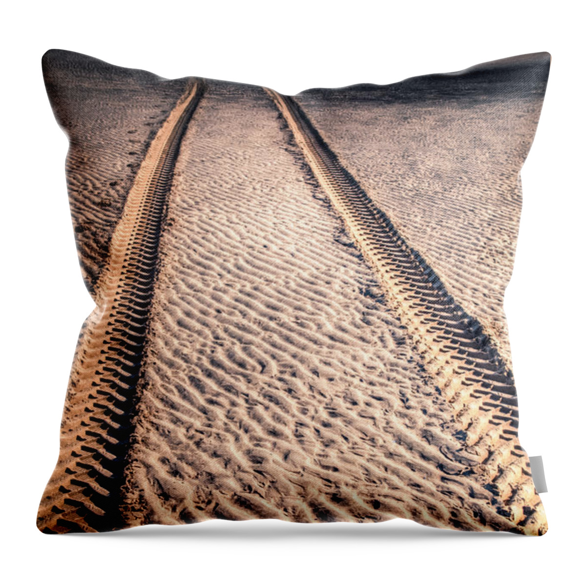 Llanddwyn Island Throw Pillow featuring the photograph Tracks in the Sand by Adrian Evans