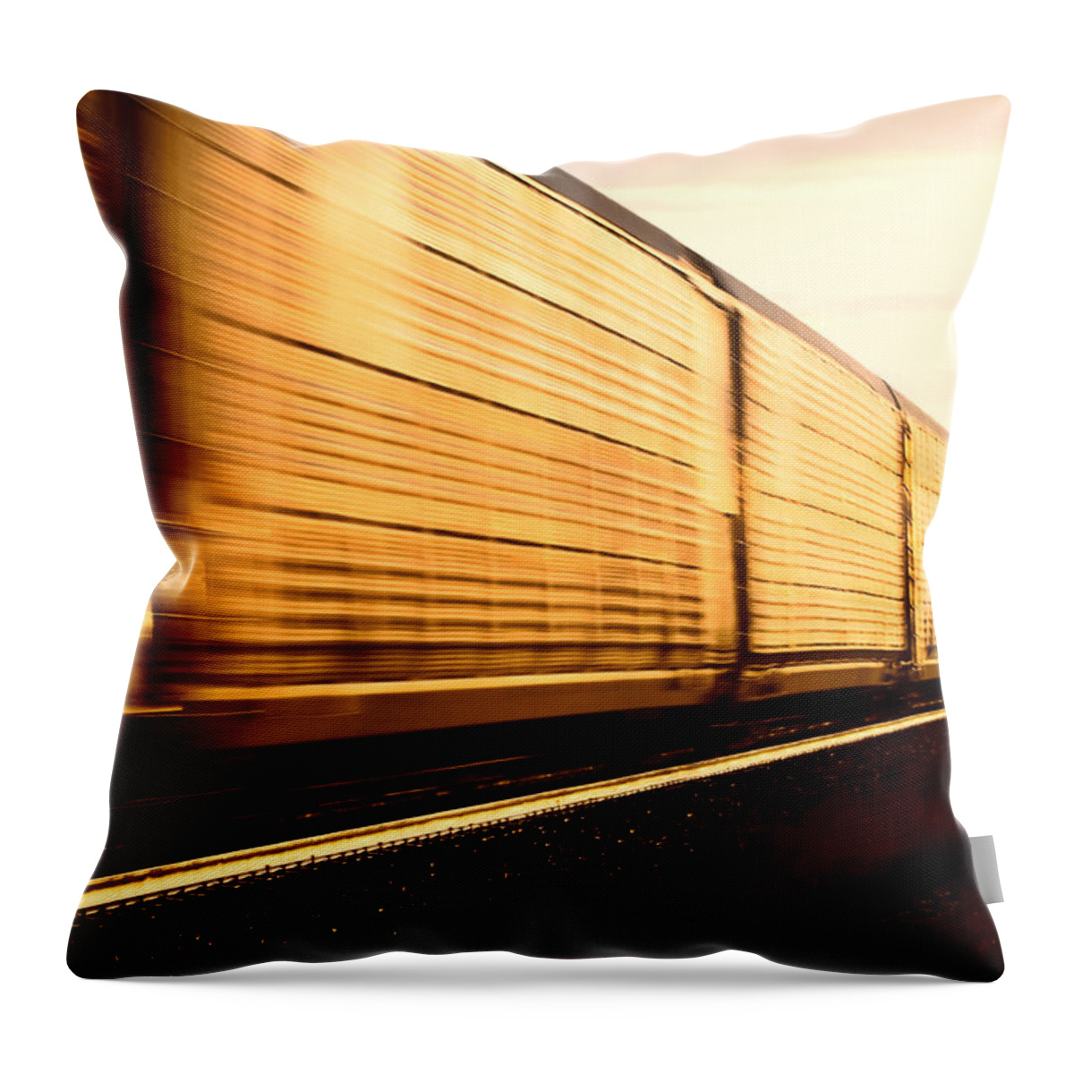 Sunset Throw Pillow featuring the photograph Train at Sunset by Mark Duffy