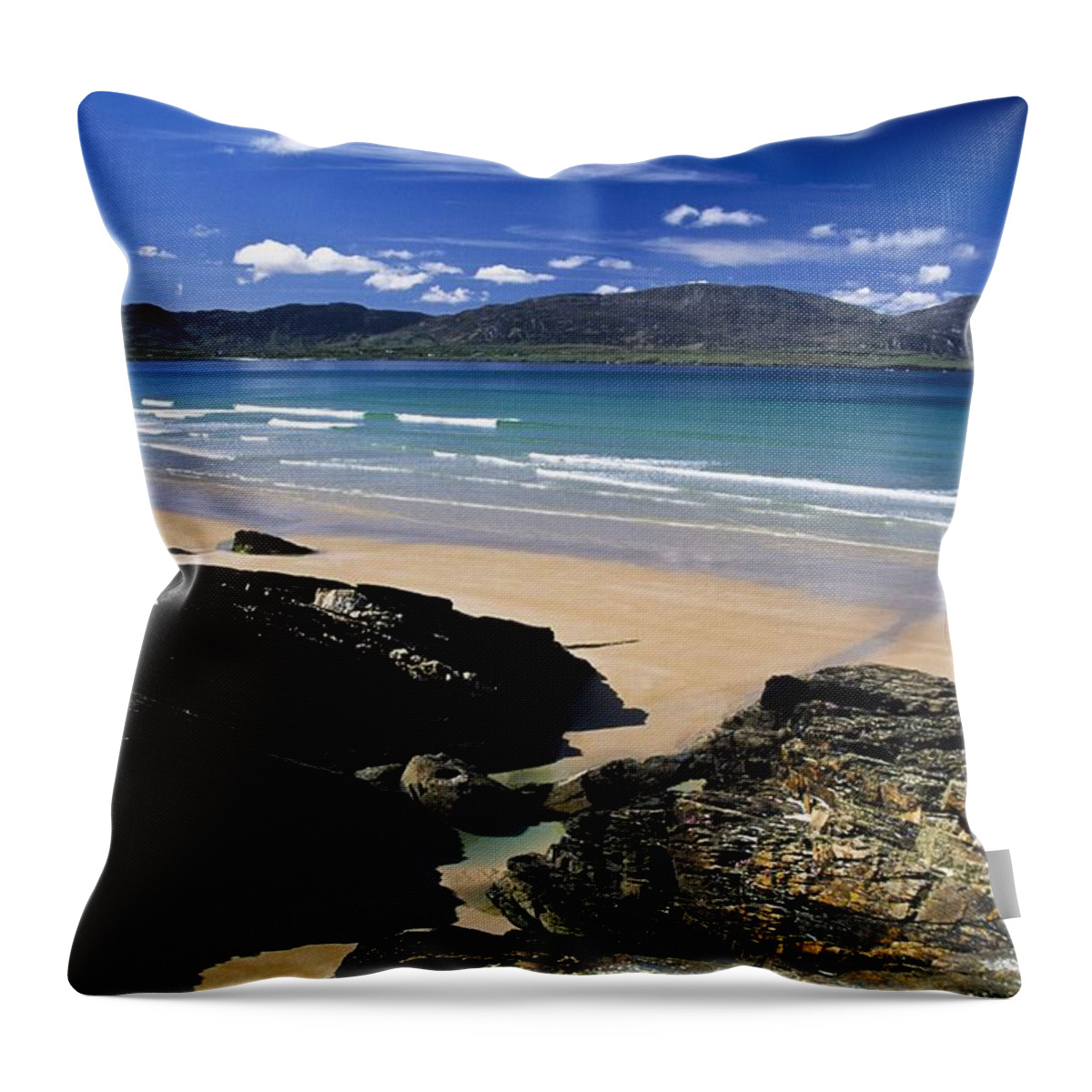 Bay Throw Pillow featuring the photograph Tramore Strand And Loughros Mor Bay by Gareth McCormack