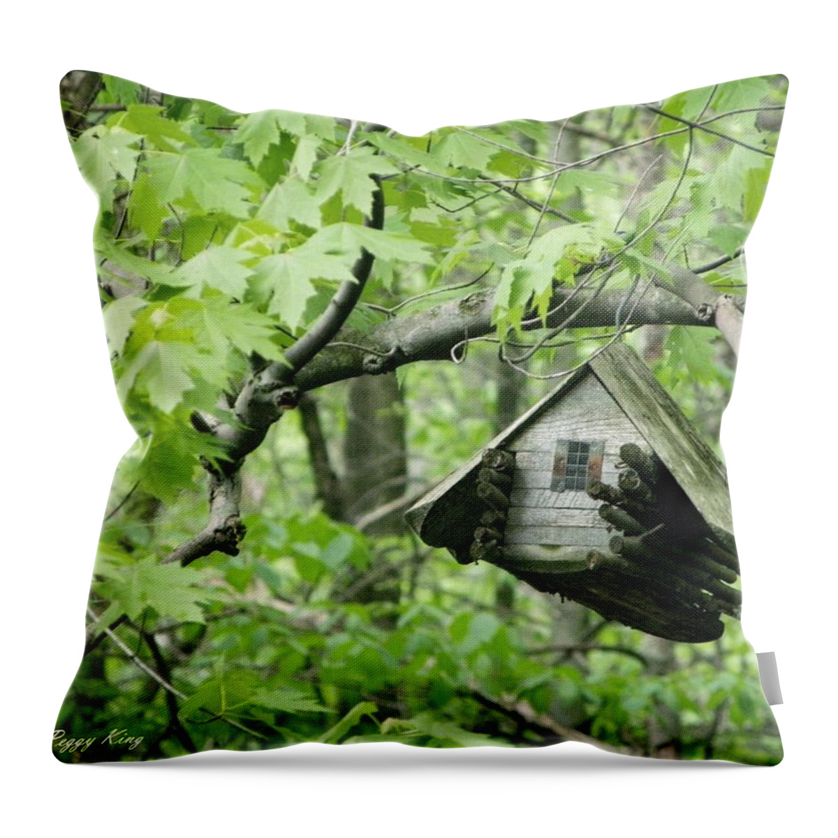 Woods Throw Pillow featuring the photograph Tree House by Peggy King