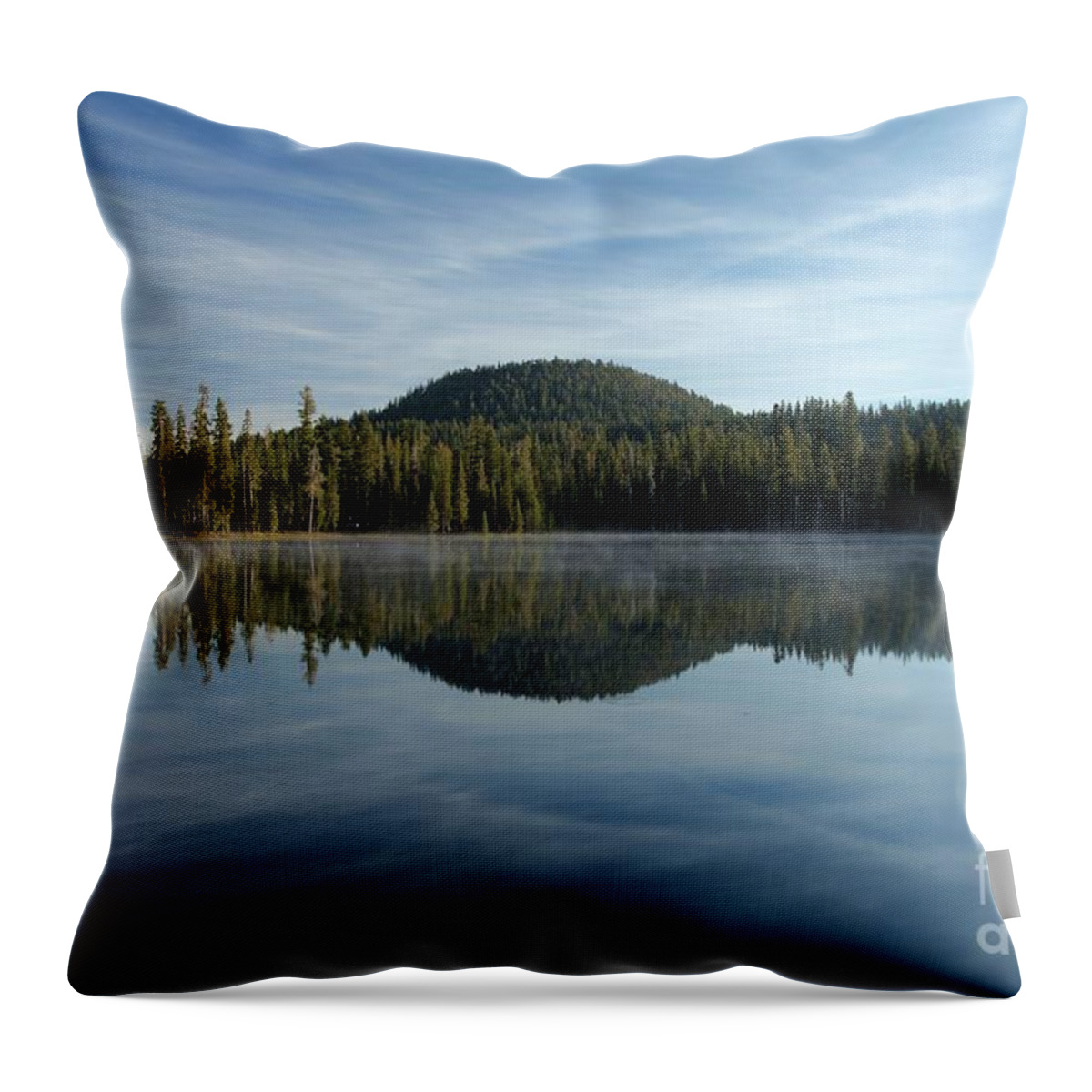 Summit Lake Throw Pillow featuring the photograph Trees On The Edge by Adam Jewell