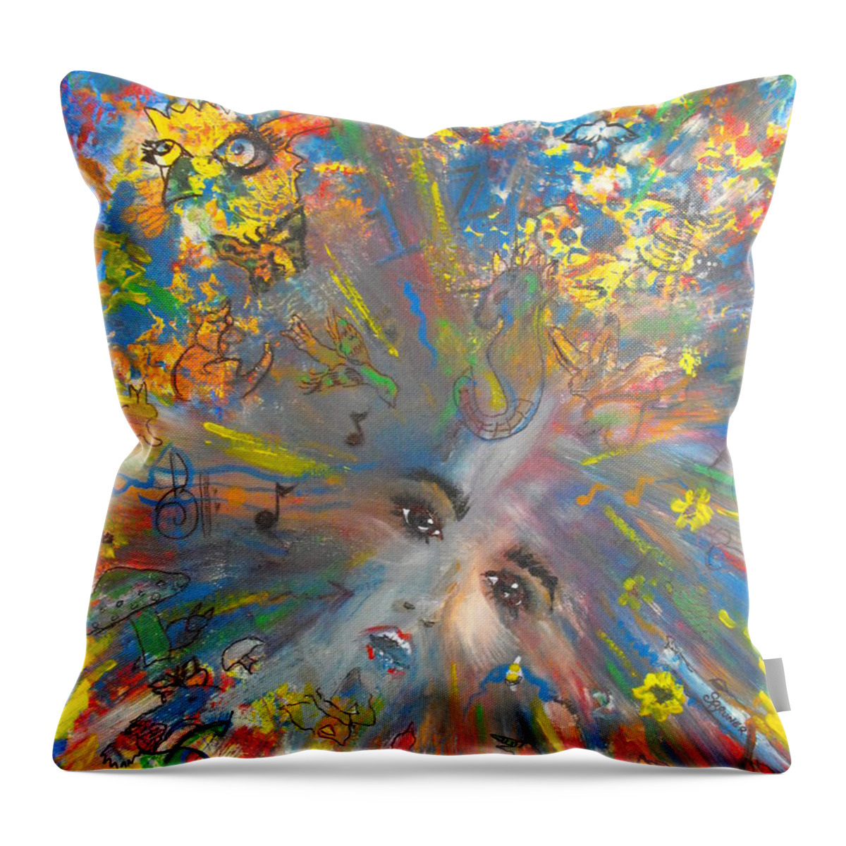 Psychedelic Throw Pillow featuring the painting Tripping by Susan Bruner
