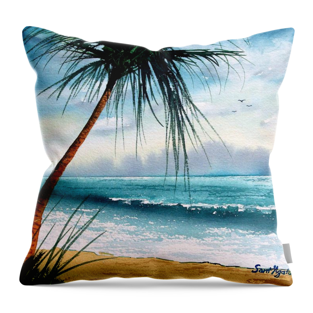 Ocea Throw Pillow featuring the painting Tropic Ocean by Frank SantAgata