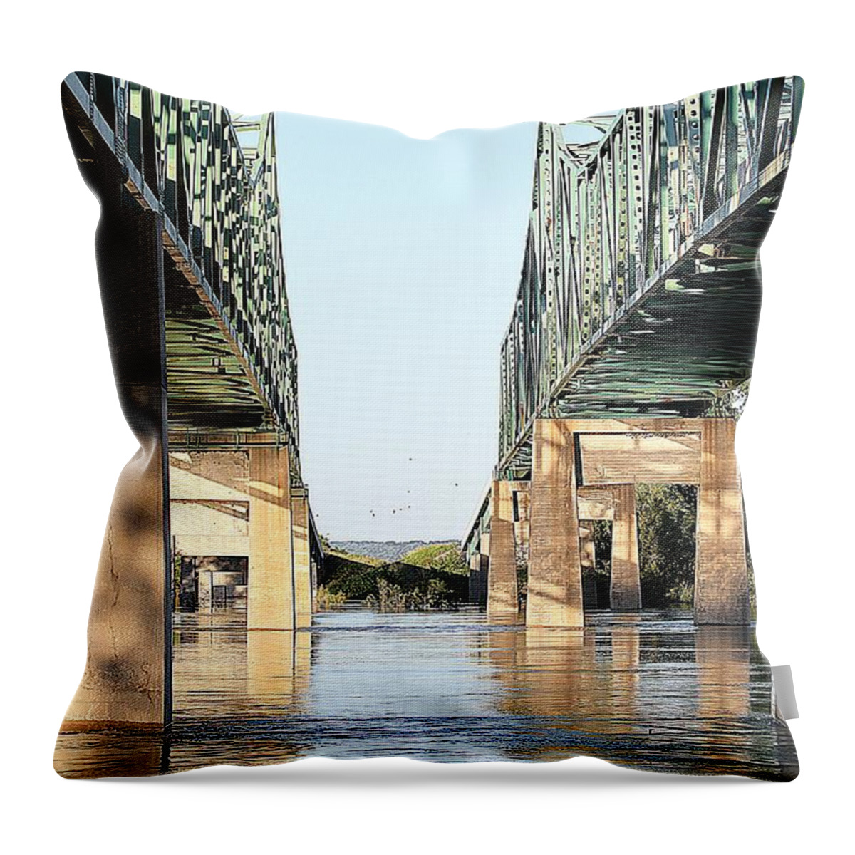 Bridge Throw Pillow featuring the photograph Twin Bridges by Elizabeth Winter