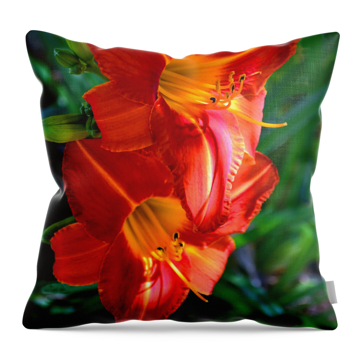Lilies Throw Pillow featuring the photograph Twins by Sandi OReilly