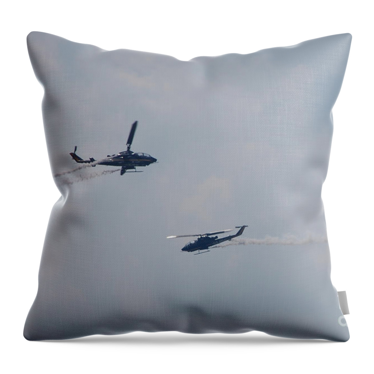Helicopters Throw Pillow featuring the photograph Two Cobras by Susan Stevens Crosby