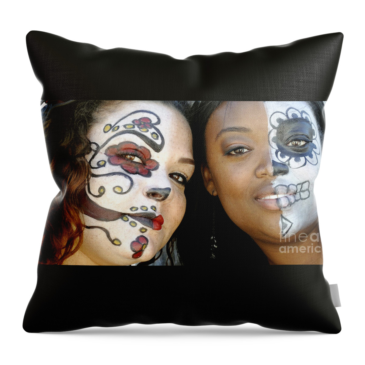 Maskers Throw Pillow featuring the photograph Two Faces by Kathleen K Parker