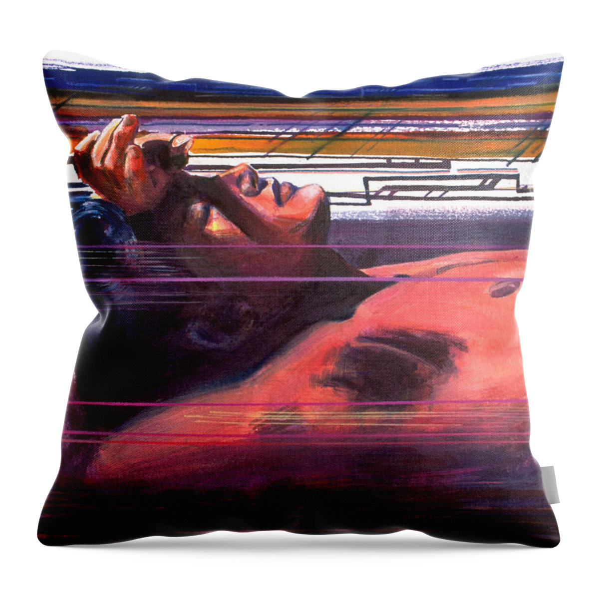 Rene Capone Throw Pillow featuring the painting Under Lying Currents by Rene Capone
