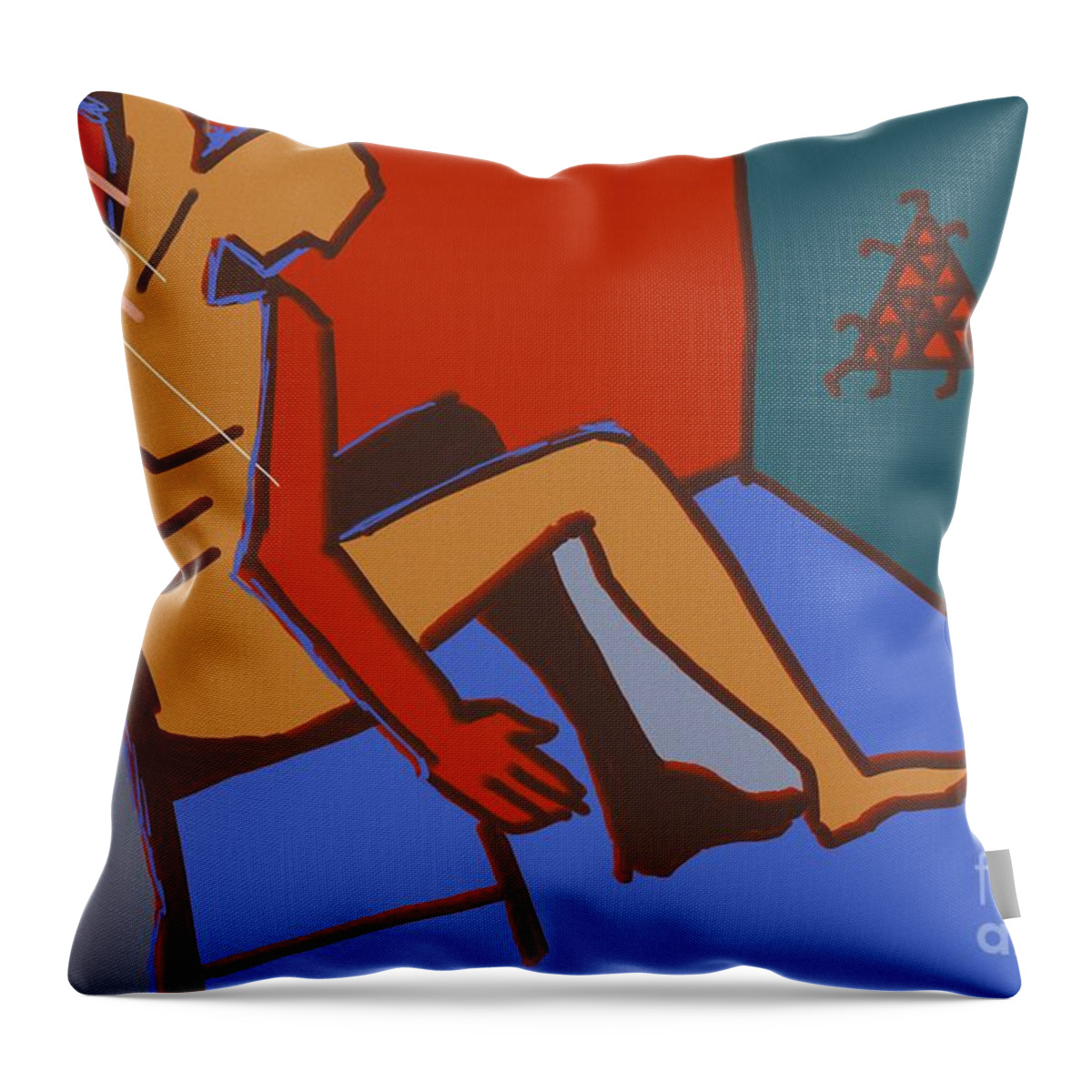 Cell Jail Thought Idea Change Penance Trapped Revolution Retreat Life Contrast Situation Throw Pillow featuring the painting Untitled 23 by Vilas Malankar
