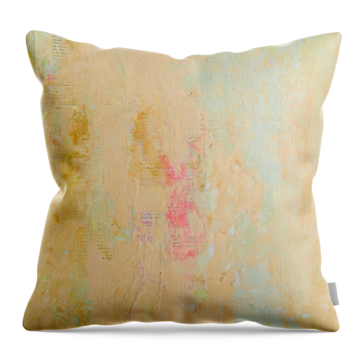Abstract Throw Pillow featuring the painting Untitled Abstract - soft blue by Kathleen Grace