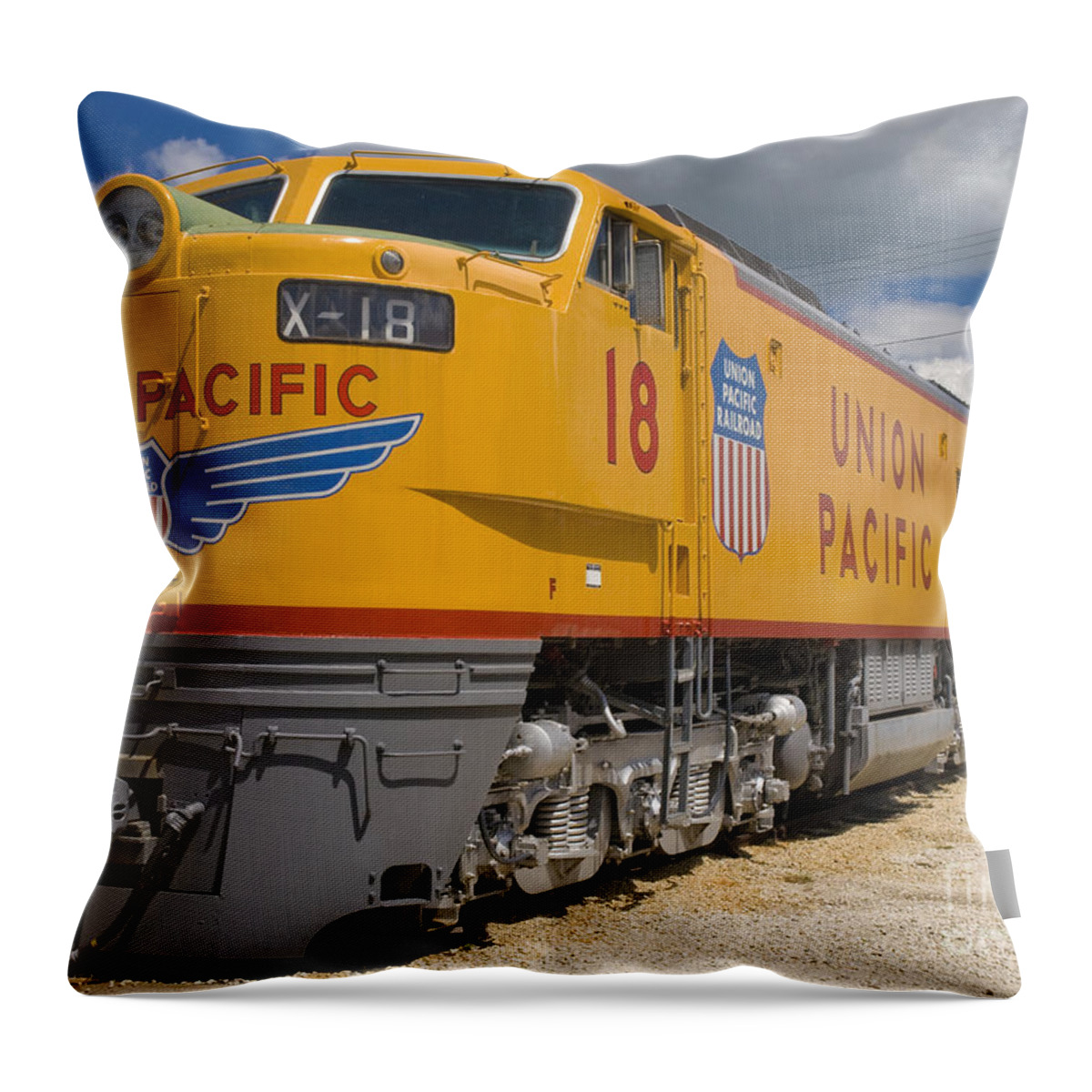Union Pacific Throw Pillow featuring the photograph UP Turbine X-18 by Tim Mulina