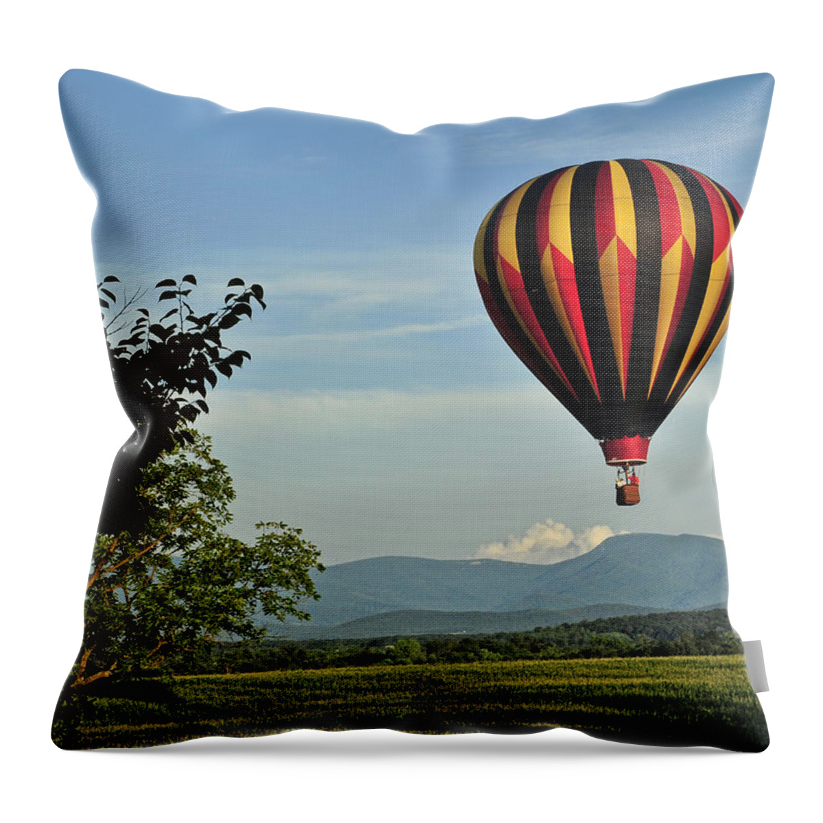 Hot Air Balloon Throw Pillow featuring the photograph Up Up And Away Blueridge 2 by Lara Ellis