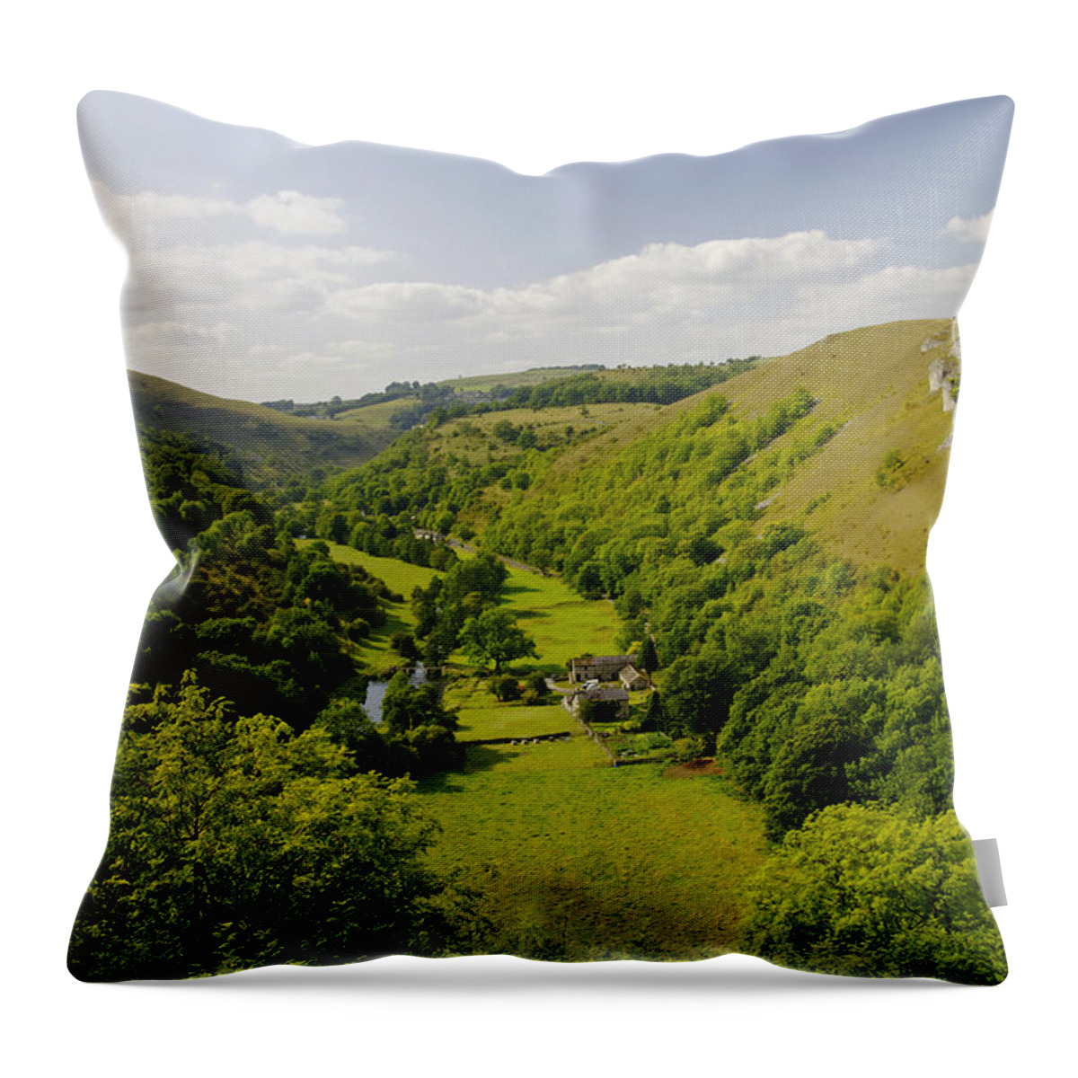 Derbyshire Throw Pillow featuring the photograph Upperdale from Monsal Head by Rod Johnson