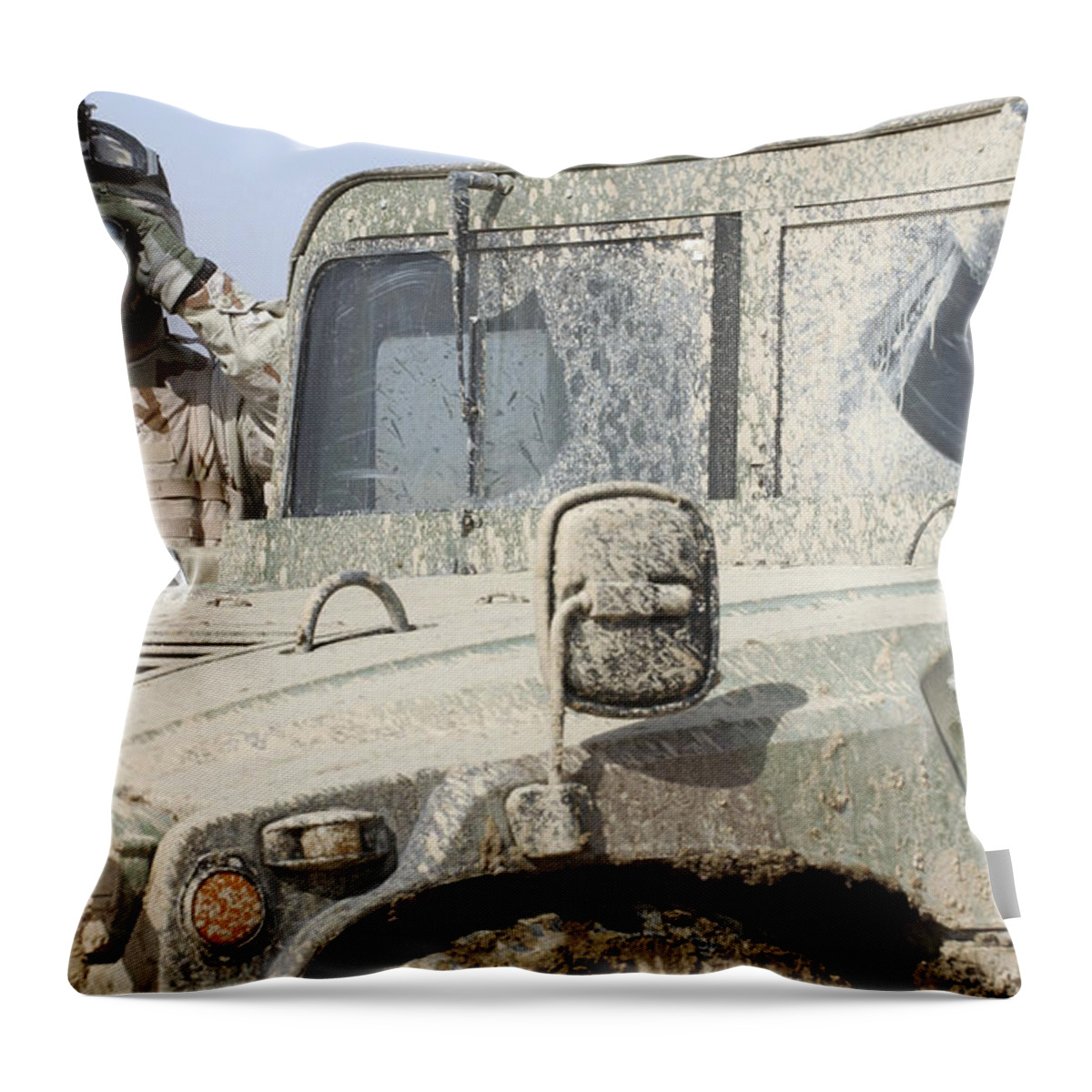 Binoculars Throw Pillow featuring the photograph U.s. Army Specialist Scans by Stocktrek Images
