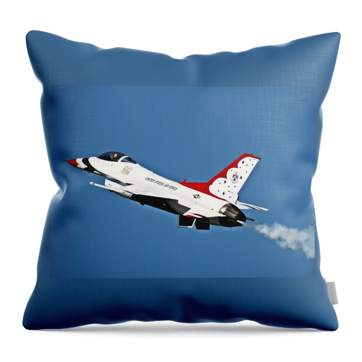 Usaf Throw Pillow featuring the photograph USAF Thunderbird F-16 by Nick Kloepping