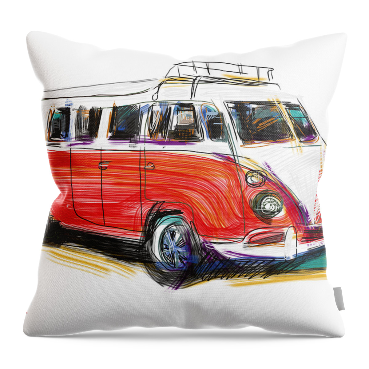 V Dub Throw Pillow featuring the mixed media V Dub by Russell Pierce