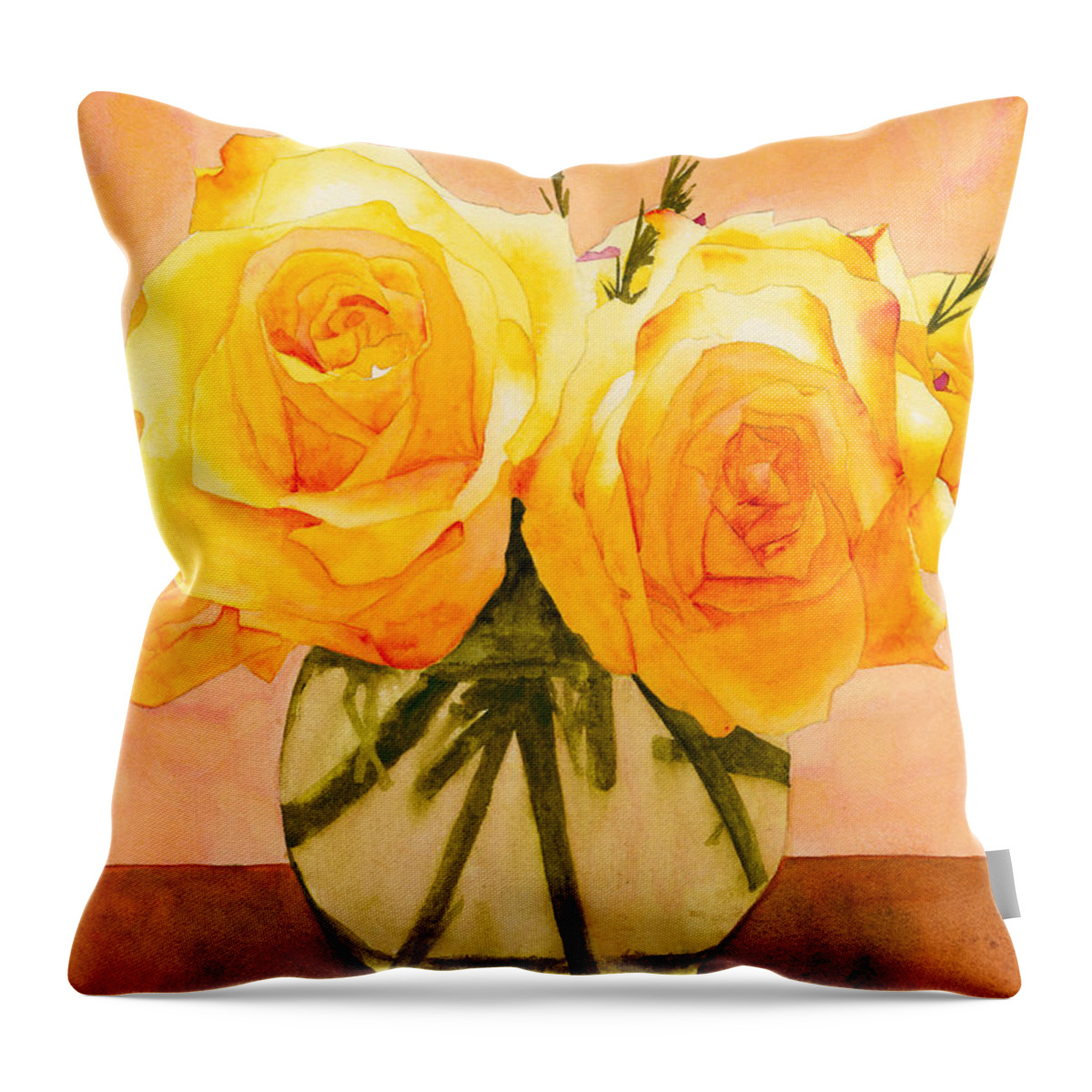 Rose Throw Pillow featuring the painting Valentine Surprise by Ken Powers