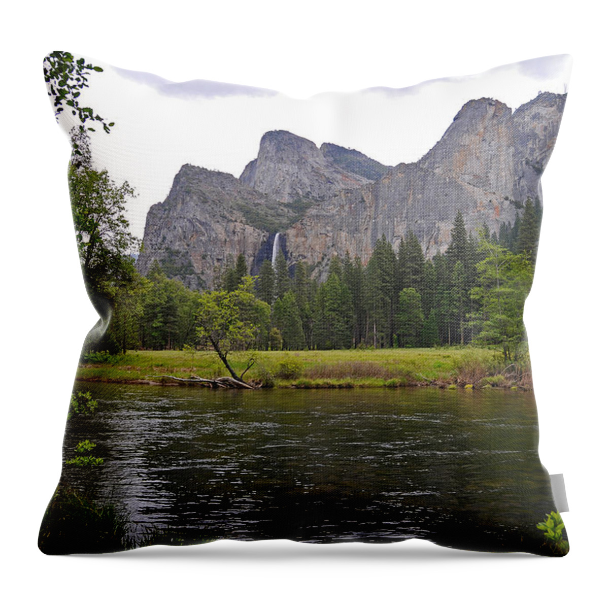 Yosemite Throw Pillow featuring the photograph Valley View of Bridalveil Falls by Lynn Bauer