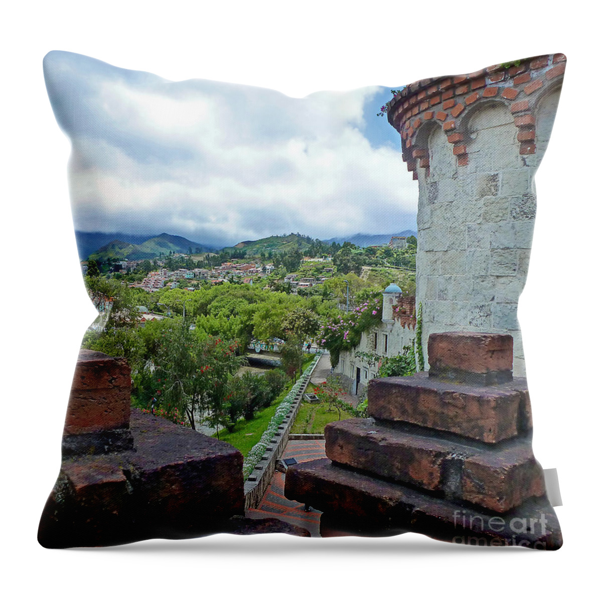 Loja Throw Pillow featuring the photograph View from the city walls - Loja - Ecuador by Julia Springer
