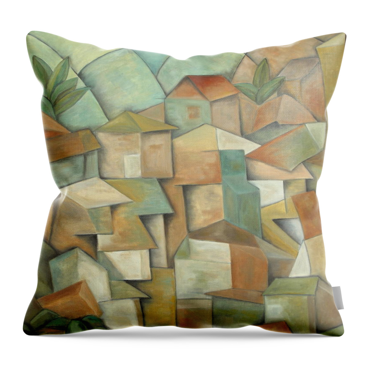 Landscape Throw Pillow featuring the painting Villa Alta by Trish Toro