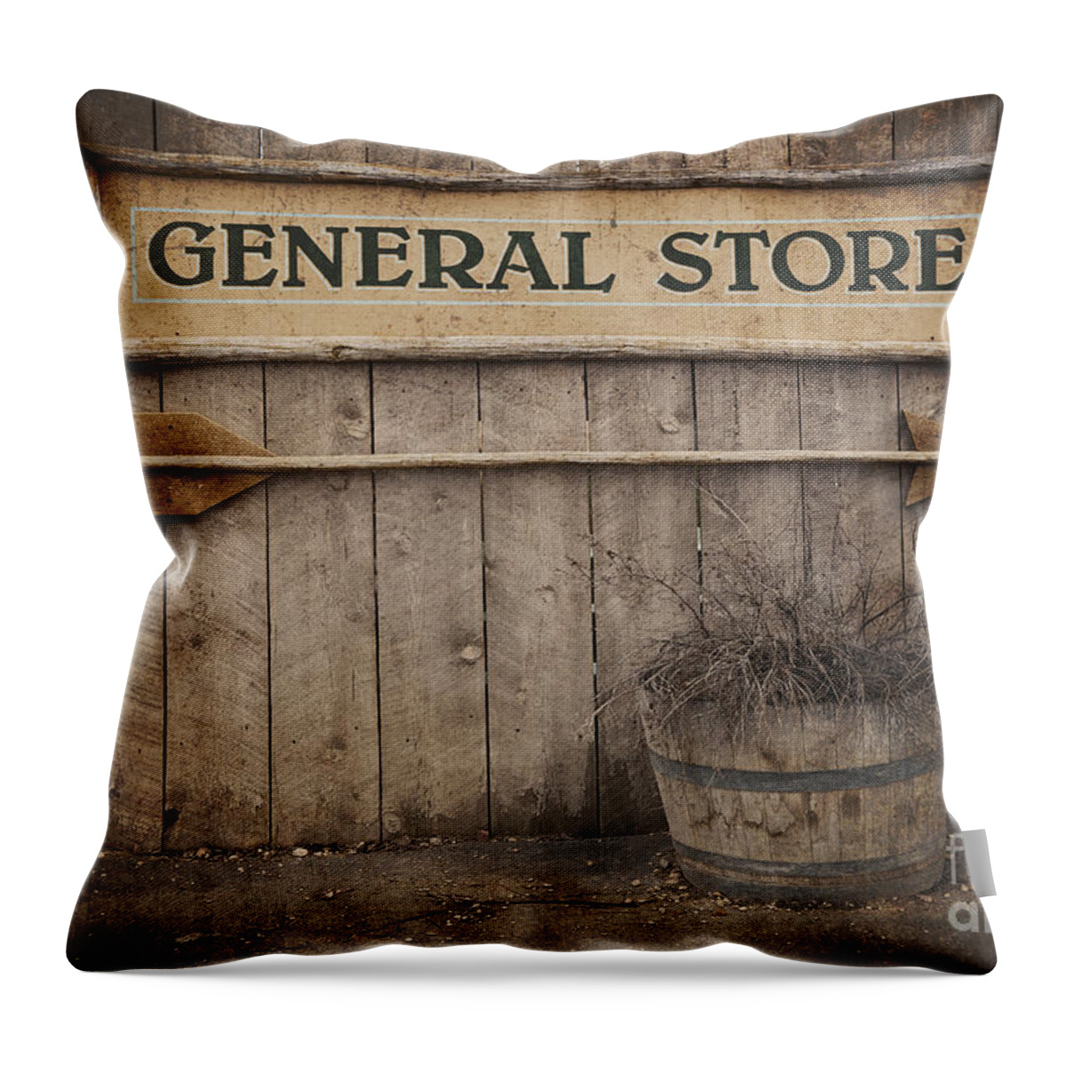 Aged Throw Pillow featuring the photograph Vintage sign General Store by Jane Rix