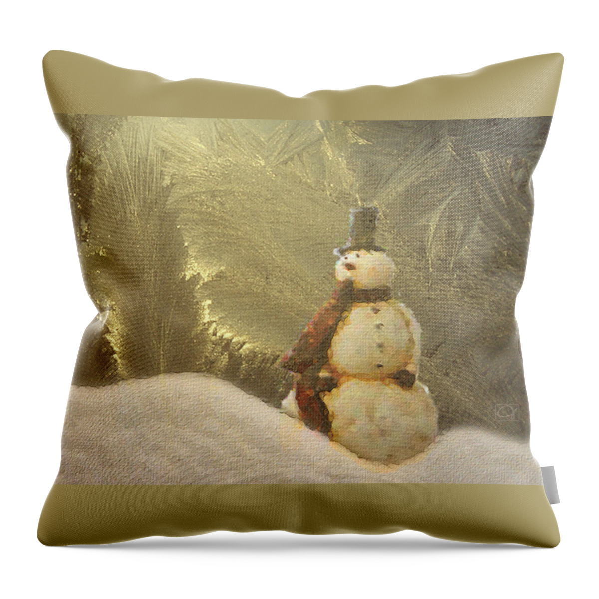 Snowman Throw Pillow featuring the digital art Vintage Snowman by Jean Moore