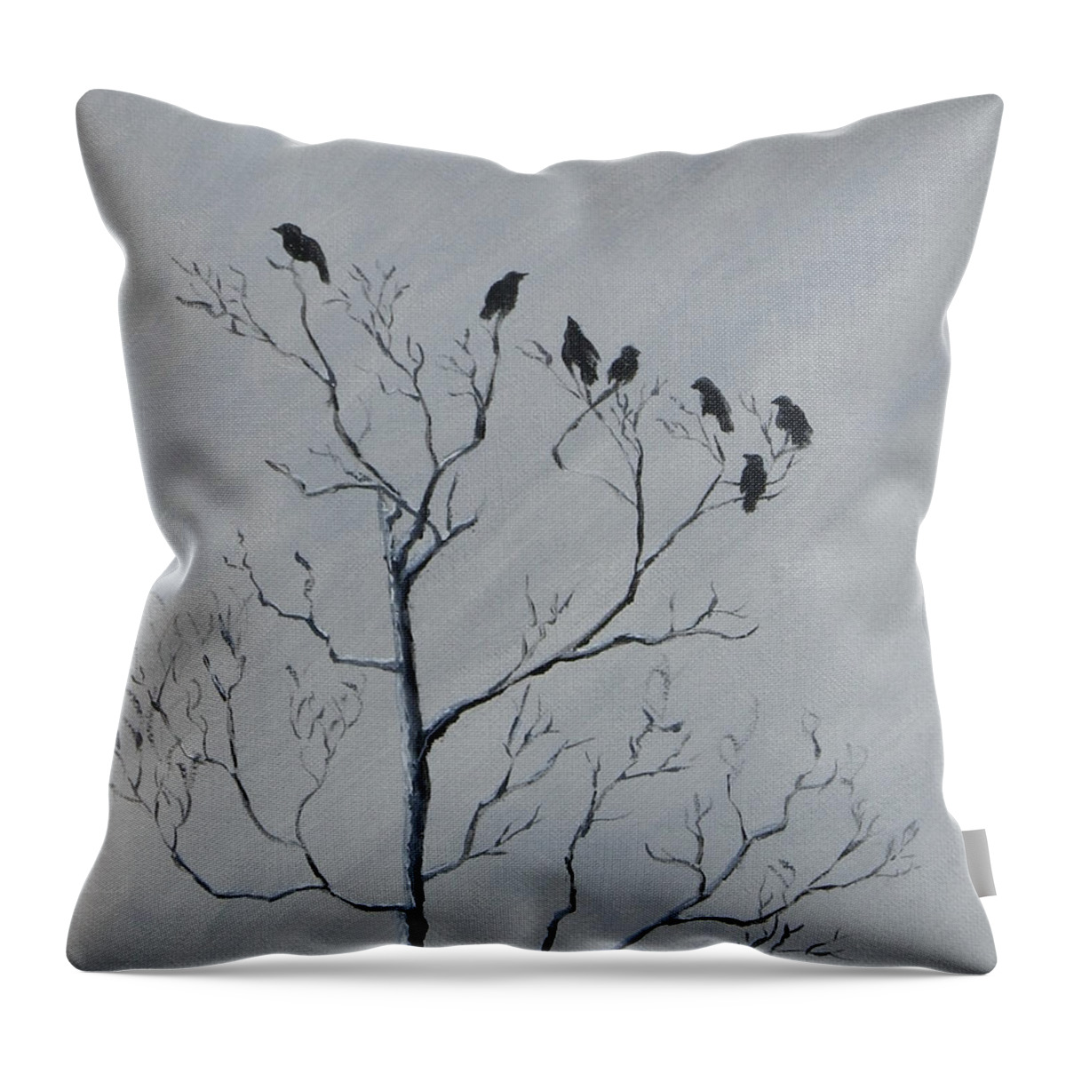 Birds Throw Pillow featuring the painting Waiting For The Sun by Jackie Irwin