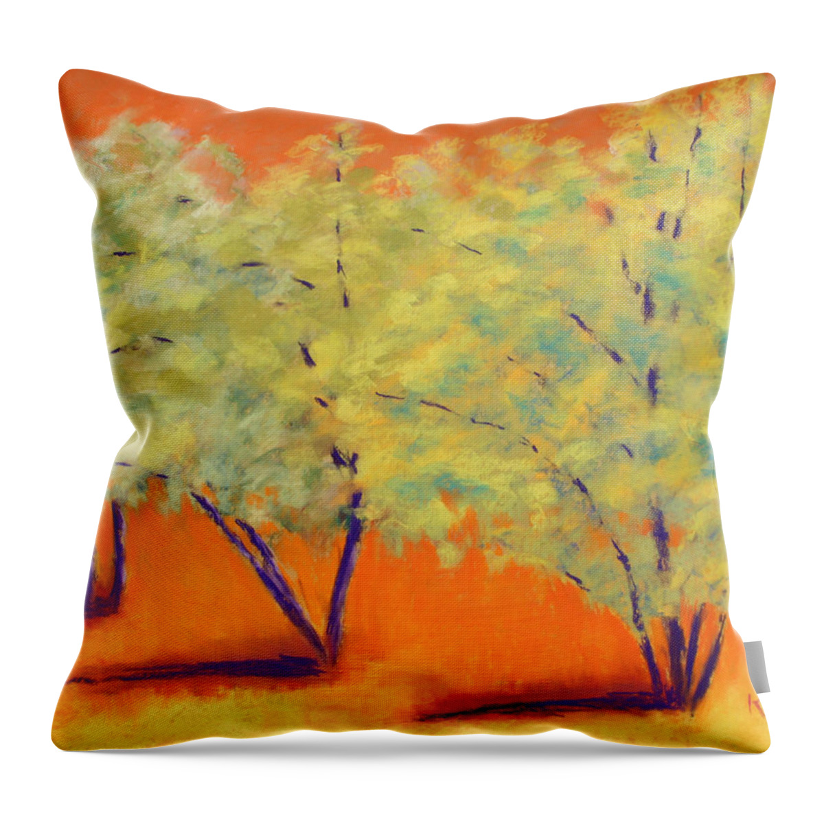 Yellow Throw Pillow featuring the painting Warm by Karin Eisermann
