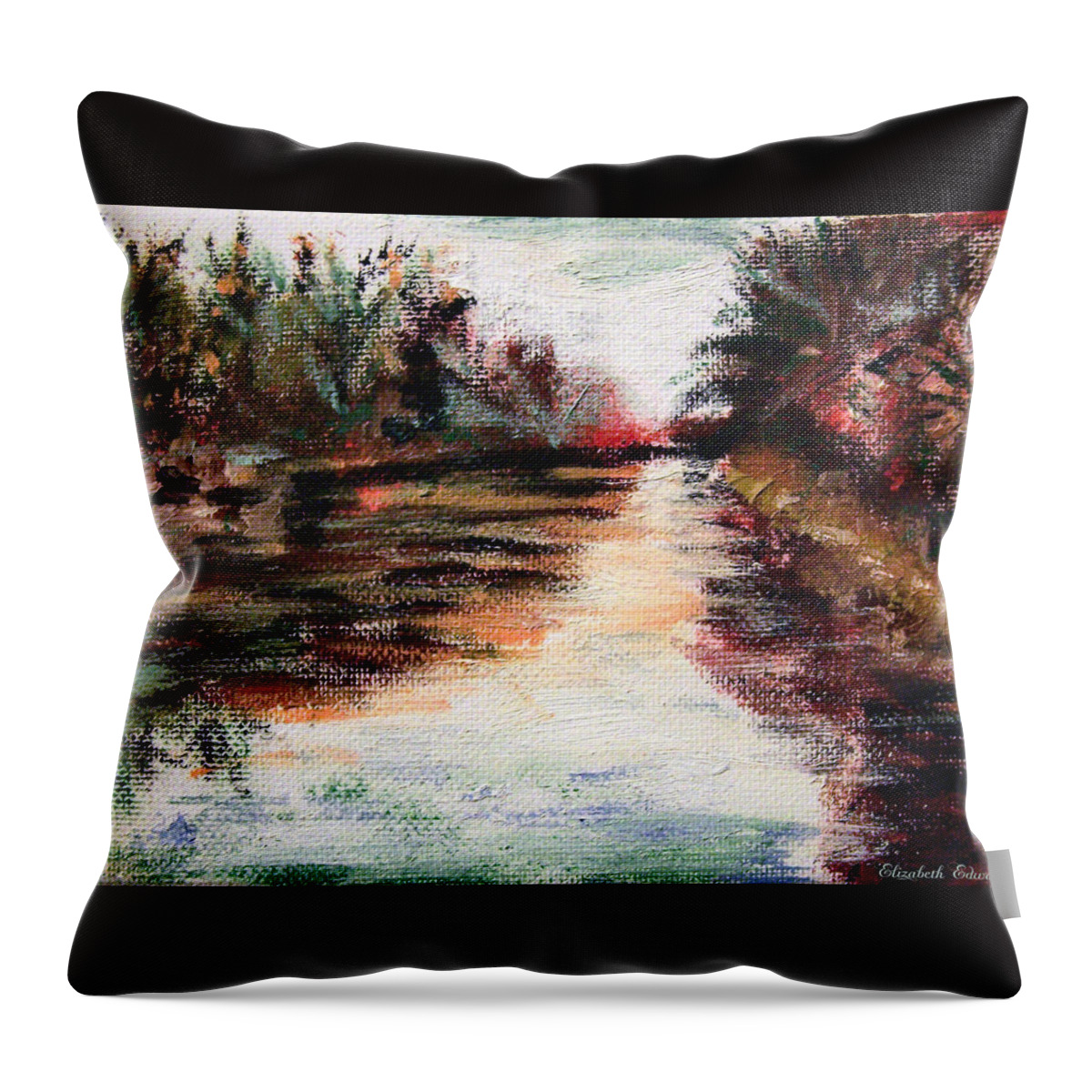 Water Throw Pillow featuring the painting Water-Way Oil Painting by Abbie Shores