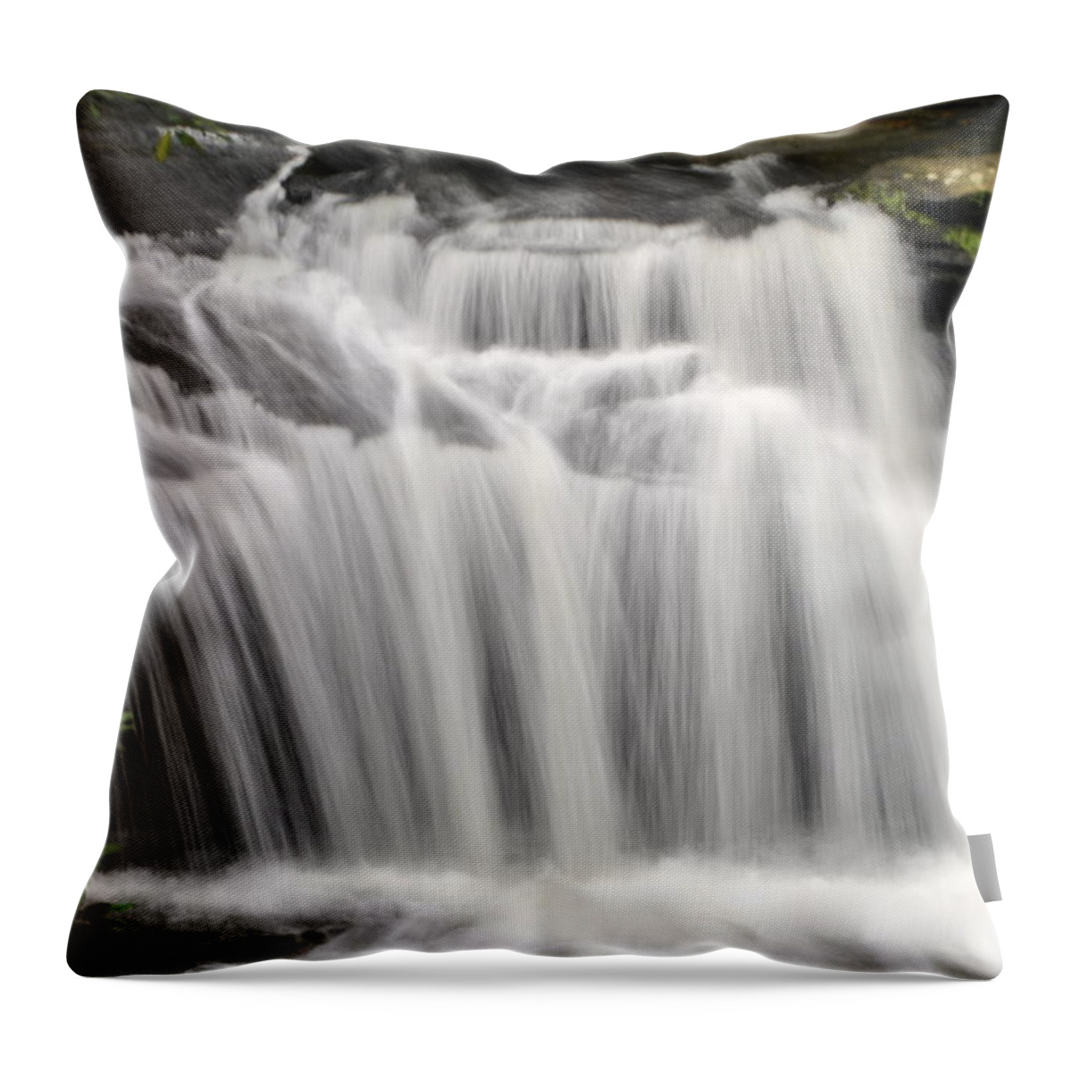 Waterfall Print Throw Pillow featuring the photograph Waterfall in the Woods by Deborah M Rinaldi