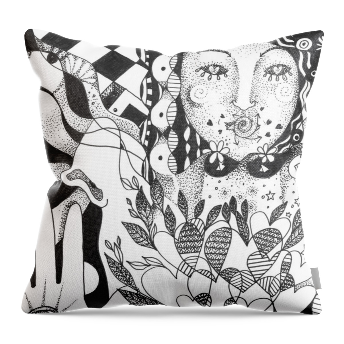 Love Throw Pillow featuring the drawing Ways of Seeing by Helena Tiainen