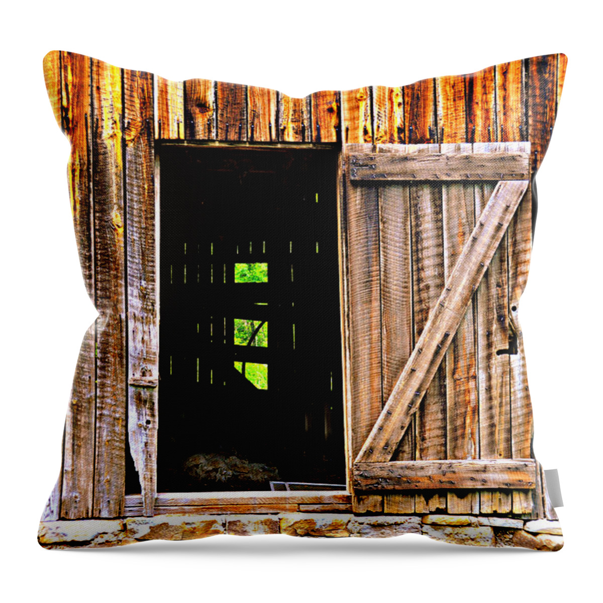 Barn Throw Pillow featuring the photograph Weathered Barn Door by Marty Koch