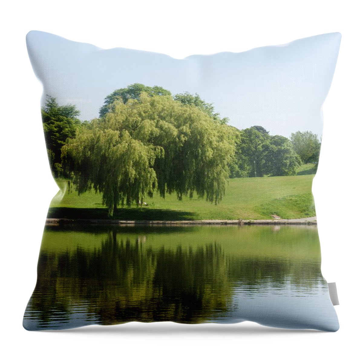 Willow Throw Pillow featuring the photograph Weeping willow tree. by Christopher Rowlands