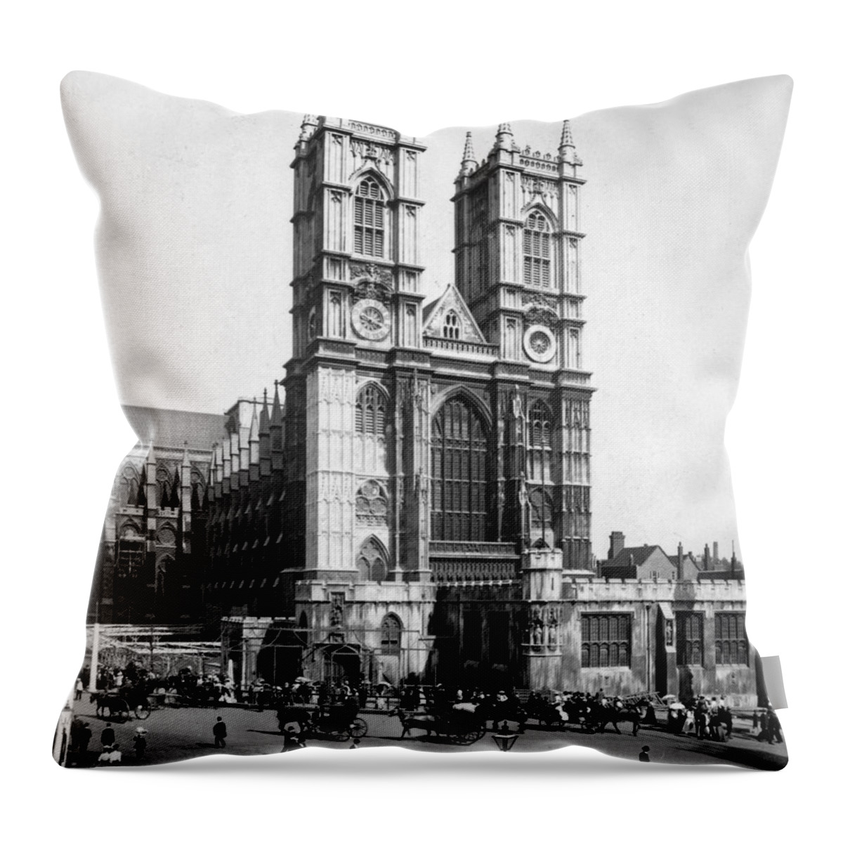 westminster Abbey Throw Pillow featuring the photograph Westminster Abbey - London England - c 1909 by International Images