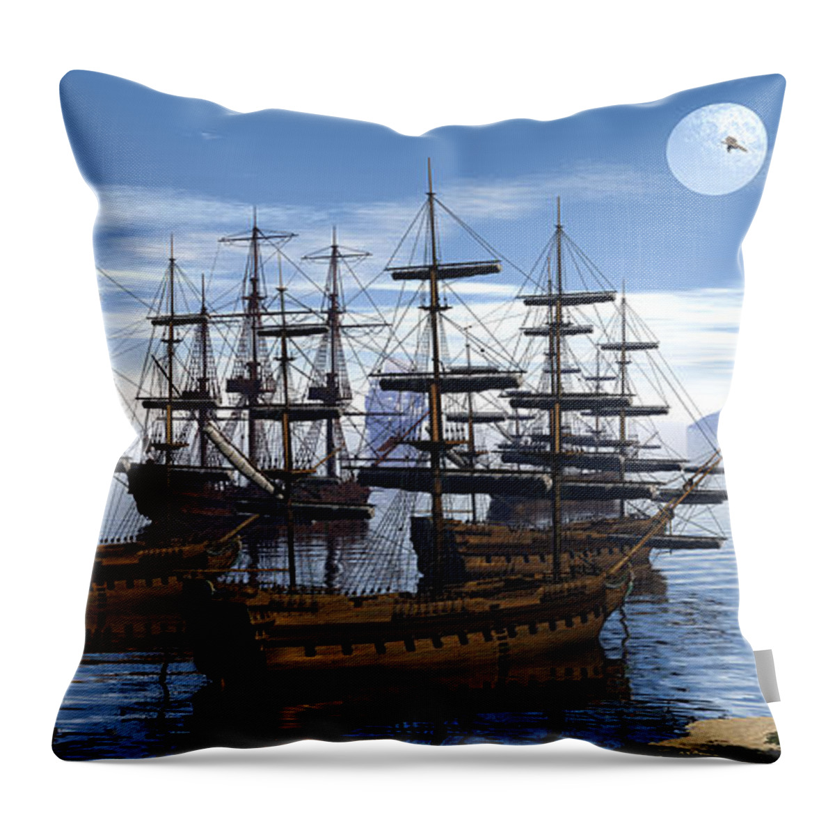 Bryce Throw Pillow featuring the digital art Whaling off Lahaina 2 by Claude McCoy