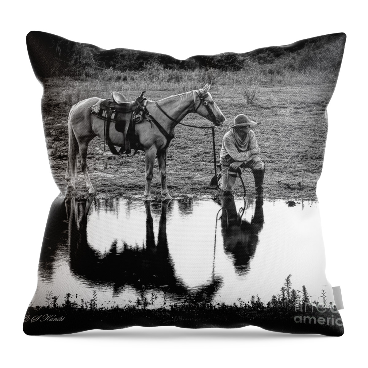 Black And White Throw Pillow featuring the photograph What's That Noise by Sue Karski
