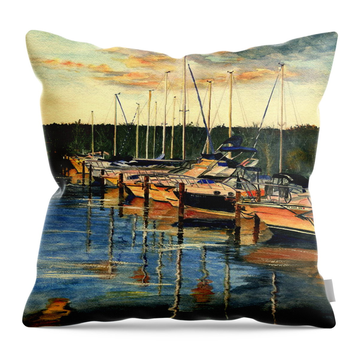 Sunset Throw Pillow featuring the painting When The Evening Come by Melly Terpening