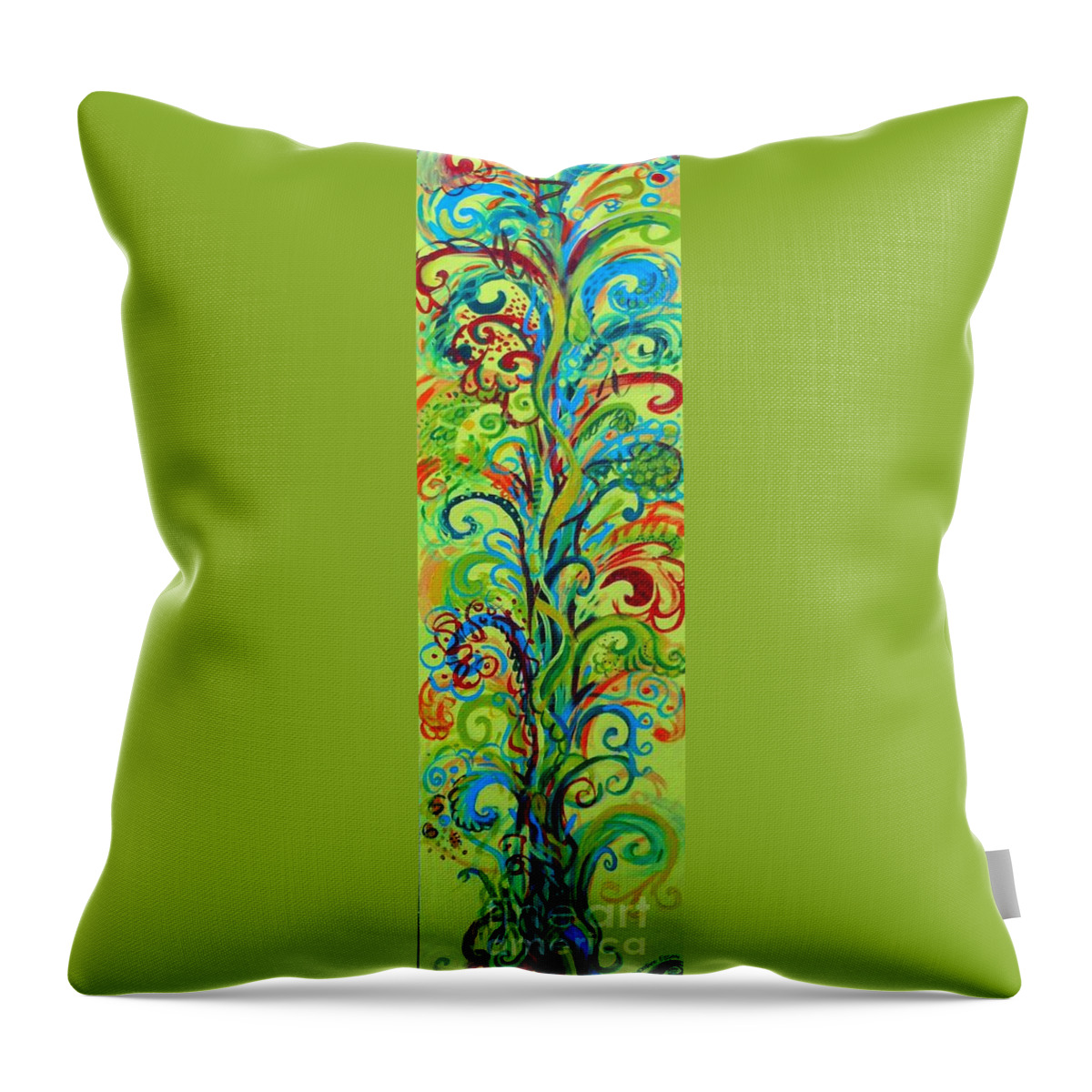 Tree Throw Pillow featuring the painting Whirlygig Tree by Genevieve Esson
