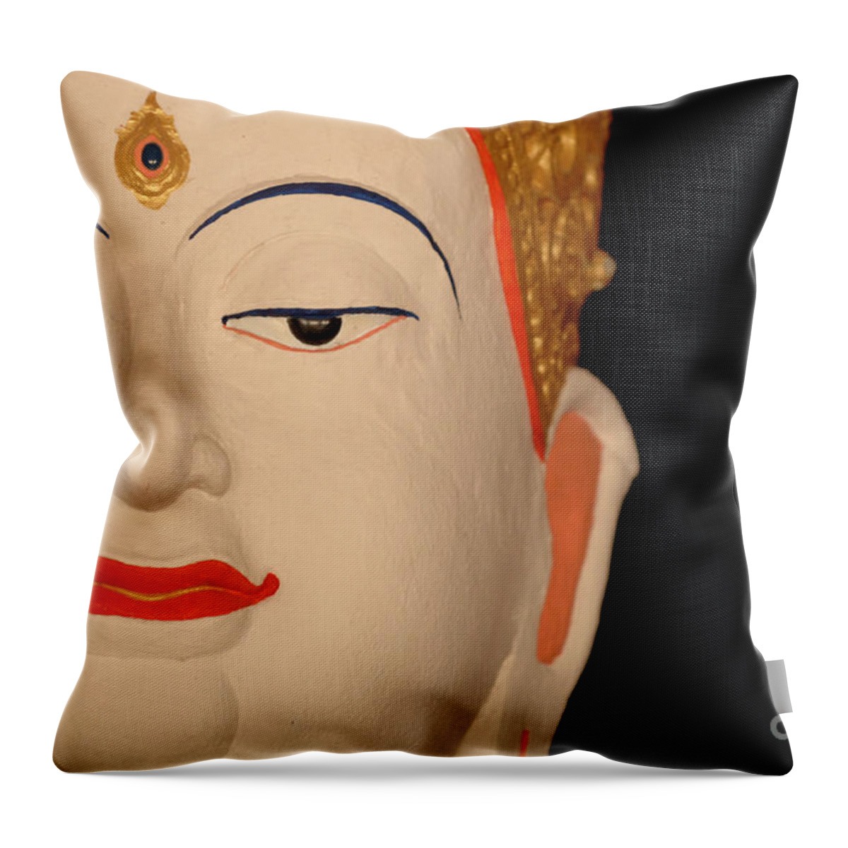  Buddha Throw Pillow featuring the photograph White Buddha Face by Bob Christopher