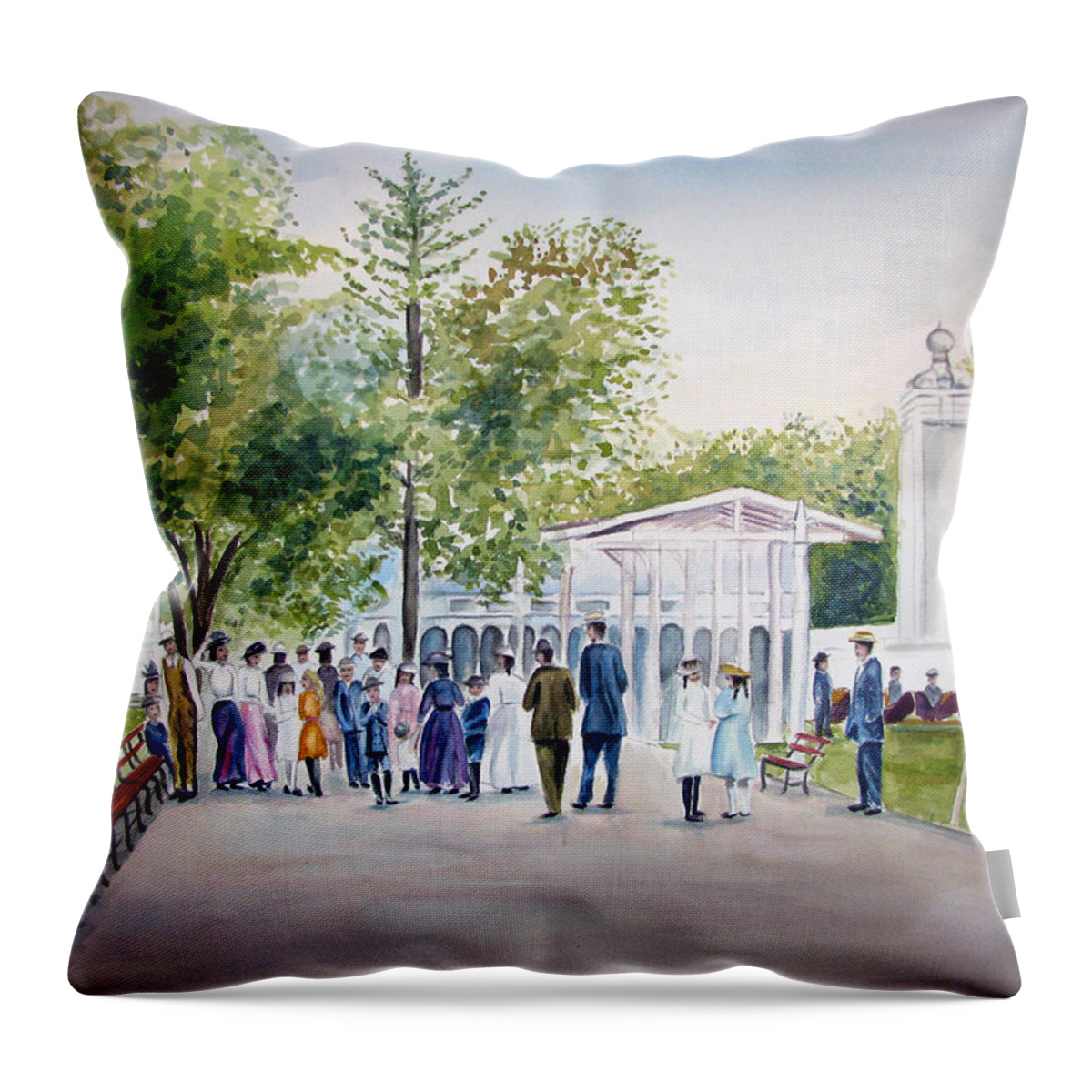 White City Throw Pillow featuring the painting White City by Clara Sue Beym