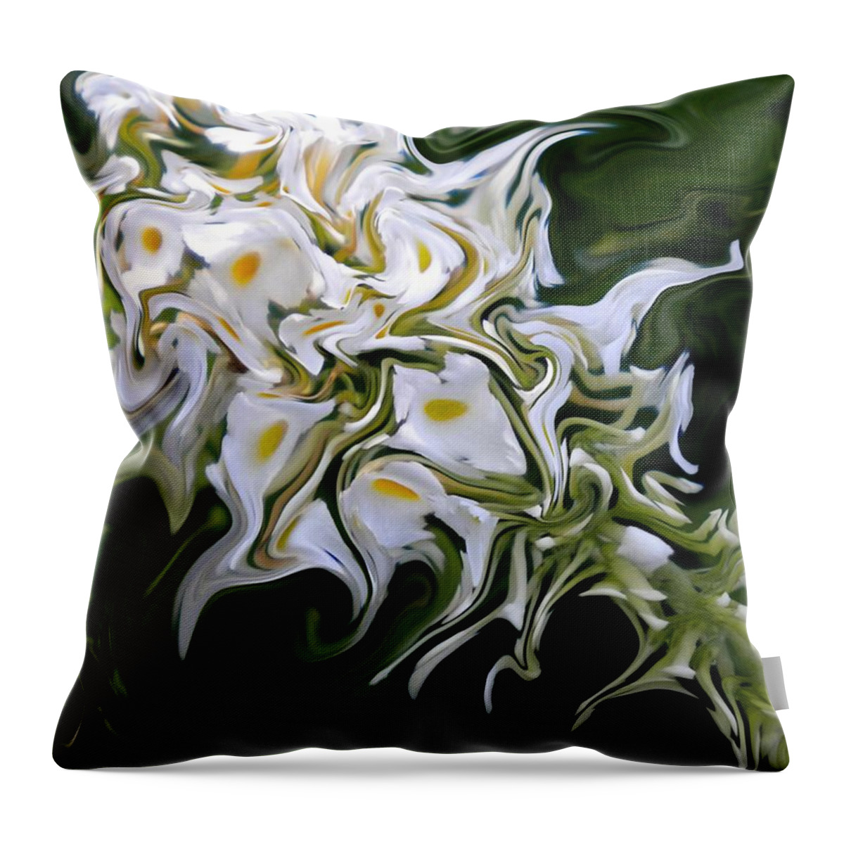 Abstract Throw Pillow featuring the painting White Flowers 2 by Renate Wesley
