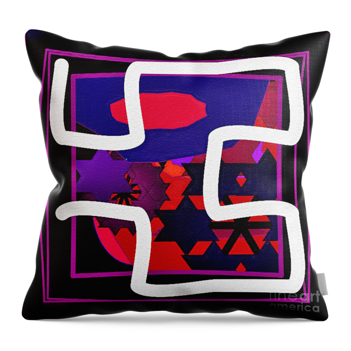 Ebsq Throw Pillow featuring the digital art White Maze on Black by Dee Flouton
