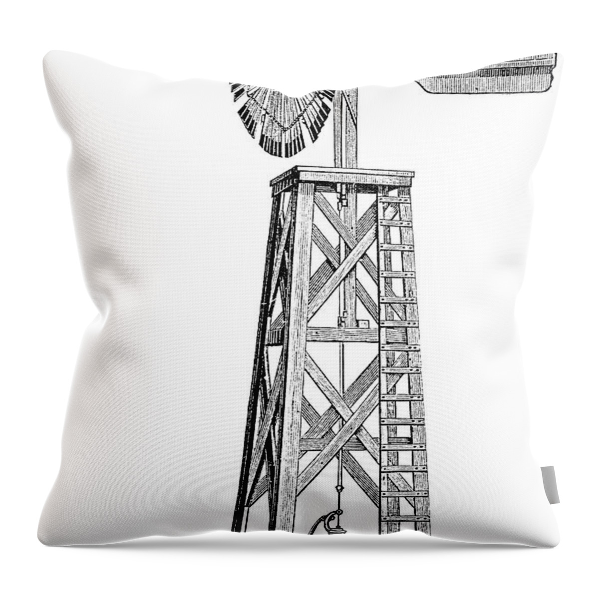 1880 Throw Pillow featuring the photograph WINDMILL, c1880 by Granger