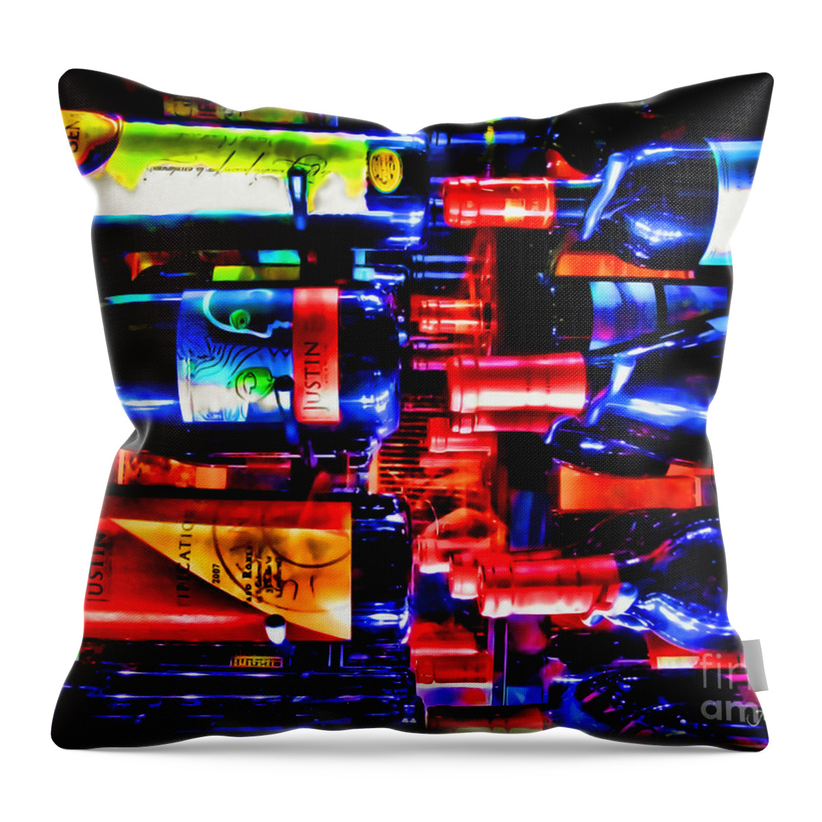 Wine Throw Pillow featuring the photograph Wine Bottles by Joan Minchak
