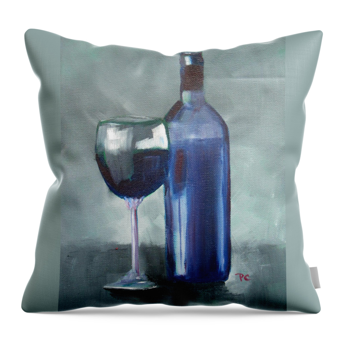 Wine Throw Pillow featuring the painting Wine by Patricia Cleasby