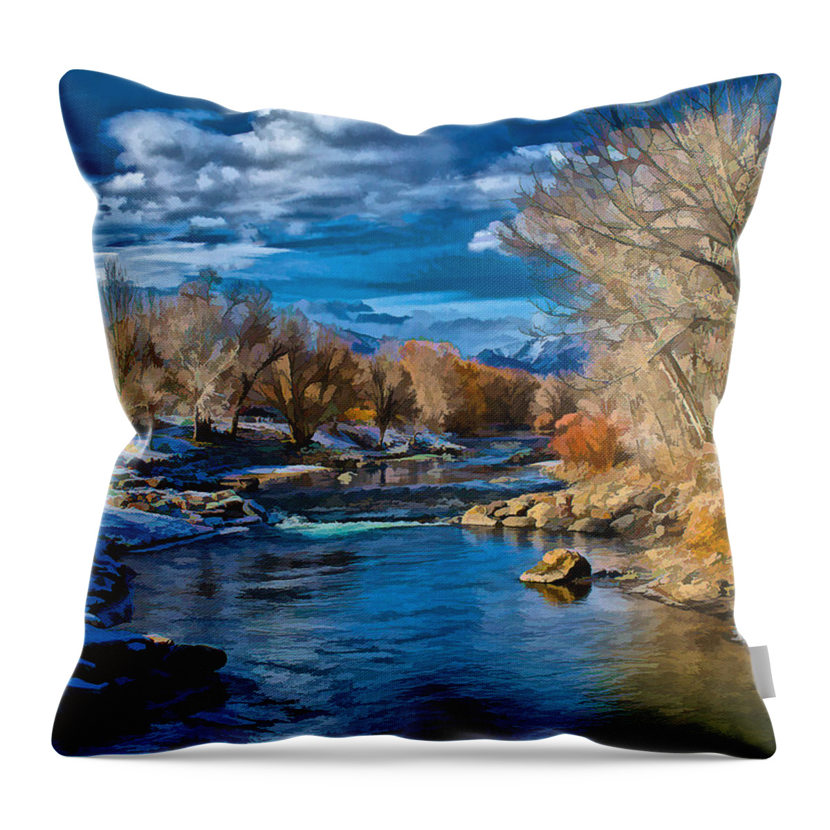 Santa Throw Pillow featuring the digital art Winter in Salida by Charles Muhle
